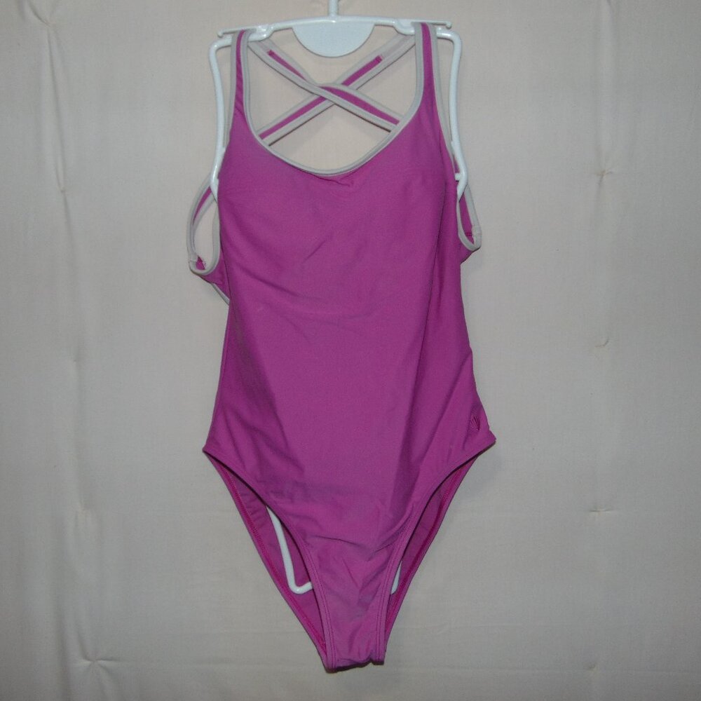 Water Girl Pink White Trim Swimsuit XL